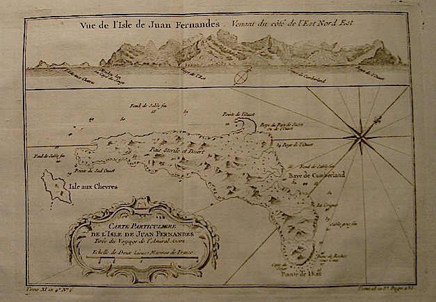 Bellin Jacques-Nicolas (1703-1772) Carte particuliere de l'Isle de Juan Fernandes... 1750 ca. Parigi